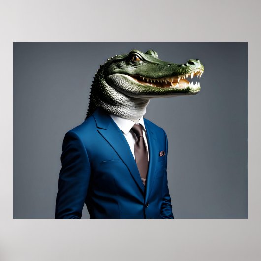 Poster Crocodile en costume (Devant)