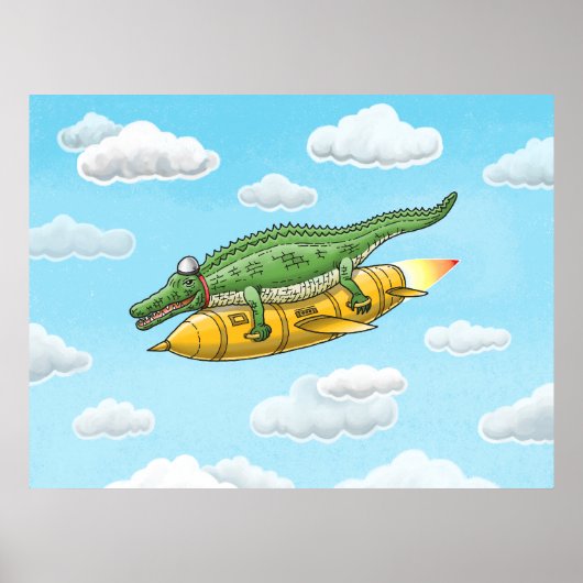 Poster Crocodile Fusée (Devant)