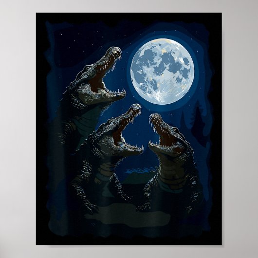 Poster Crocodile Howling At The Moon Wildlife Crocodiles (Devant)