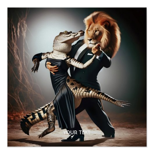 Poster Crocodile Imaginaire mignon Lion Tango (Devant)