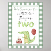 Poster Crocodile mignonne 2e fête d'anniversaire (Devant)