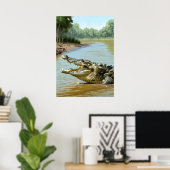 Poster Crocodile puissant dans la rivière (Bureau à domicile)