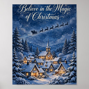 Poster Croire à la magie de l'affiche du village de Noël