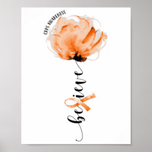 Poster Croire Crps Sensibilisation Orange Ribbon Flower L
