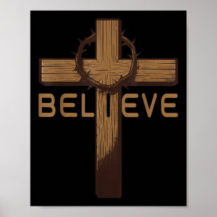 Poster Croire Jésus Croix chrétienne Dieu foi Bible Reli