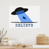 Poster Croire (OVNI rayonnant la vache) (Cuisine)