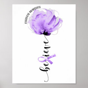 Poster Croire Ruban Violet Fleur Lo de sensibilisation au