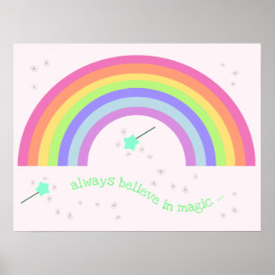 Poster Croire toujours à la magie - Magique Fairy Rainbow