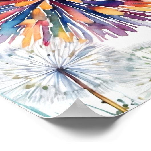 Poster Crois ! Dandelions souhaitant des mauvaises herbes (Coin)