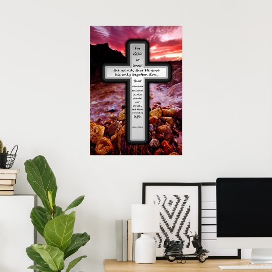 Poster croisé - John 3:16 (Bureau à domicile)