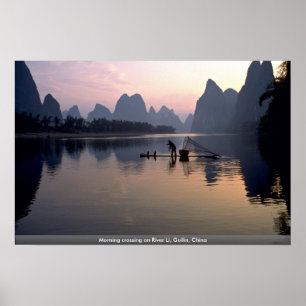 Poster Croisement de matin sur la rivière Li, Guilin,