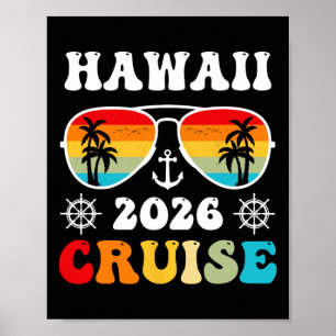 Poster Croisière à Hawaï 2026 Voyage de vacances Famille