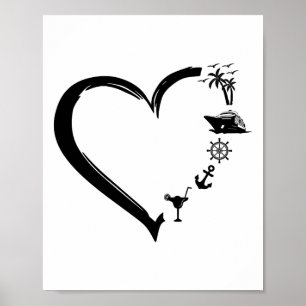 Poster Croisière coeur vacances navire bateau couples ama