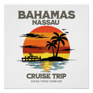 Poster Croisière coucher de soleil dans le port des Baham