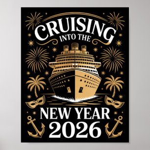 Poster Croisière dans la nouvelle année 2026 Bateau de cr