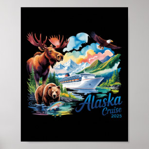 Poster Croisière en Alaska 2025 pour la famille, les amis