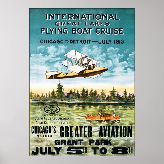 Poster Croisière en bateau volant vintage 1913 (Devant)