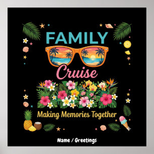 Poster Croisière Familiale Souvenirs Floraux Été Tropical