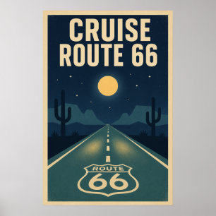 Poster Croisière Route 66 Minuit Litho