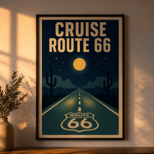 Poster Croisière Route 66 Minuit Litho