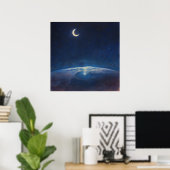 Poster Croissant de Lune depuis l'Espace - Style de Peint (Bureau à domicile)