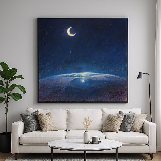 Poster Croissant de Lune depuis l'Espace - Style de Peint