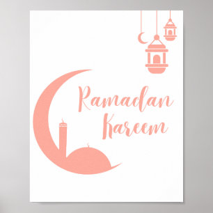 Poster Croissant de lune et lanterne élégants pour Ramada