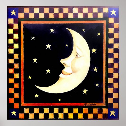 Poster Croissant de Lune souriant (Devant)