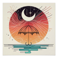 Croissant de Lune sur un Parapluie avec Pluie d'Ét
