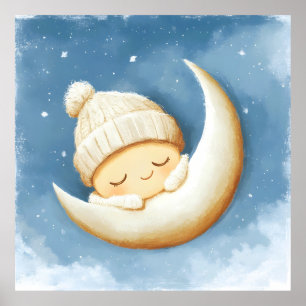 Poster Croissant de Lune Tricoté Cosy