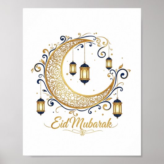 Poster Croissant doré Eid Mubarak (Devant)