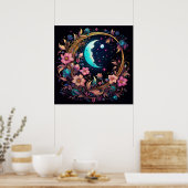 Poster Croissant Floral Luminescent (Cuisine)
