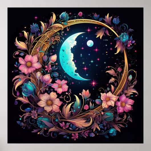 Poster Croissant Floral Luminescent (Devant)