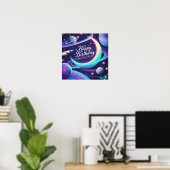 Poster Croissant lune, étoiles, planètes (Bureau à domicile)