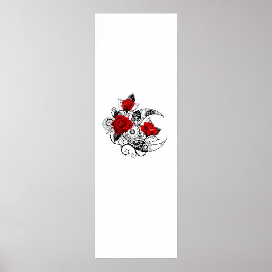 Poster Croissant mécanique avec roses rouges (Devant)