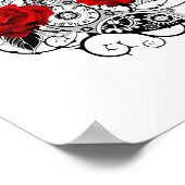 Poster Croissant mécanique avec roses rouges (Coin)