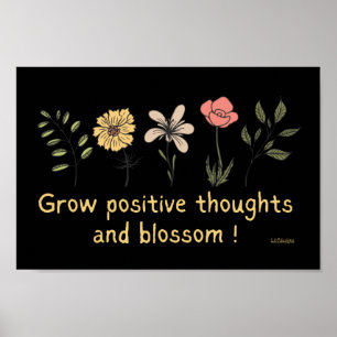POSTER CROÎTRE DES PENSÉES POSITIVES ET DES MOTIFS DE BLO