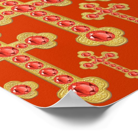 Poster Croix avec 12 Faux Garnets - (Coin)