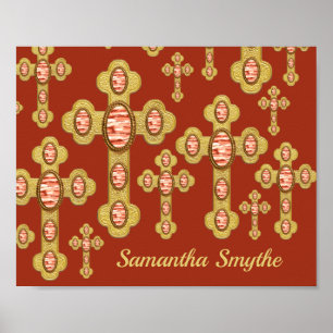 Poster Croix avec 6 Portes rouges Faux -