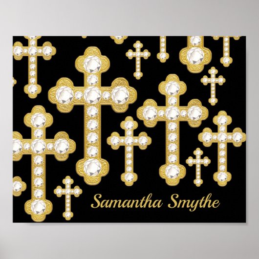 Poster Croix Bourgeonnantes avec 12 Faux Diamants - (Devant)