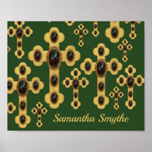 Poster Croix Bourgeonnantes avec 6 Faux Sangstones -