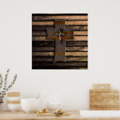 Poster Croix Brown naturelle en bois (Cuisine)