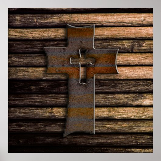 Poster Croix Brown naturelle en bois (Devant)