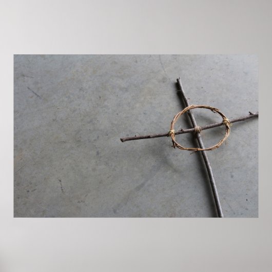 Poster Croix céleste rustique des bâtons et des vignes (Devant)