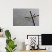 Poster Croix céleste rustique des bâtons et des vignes (Bureau à domicile)