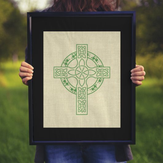 Poster Croix celtique avec anneau Shamrock
