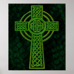 Poster Croix celtique de Grunge Vert