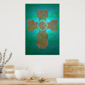 Poster Croix celtique : rouille sur Turquoise (Cuisine)