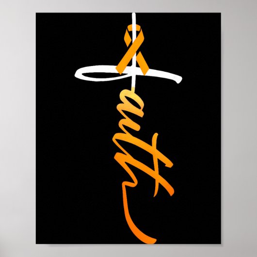 Poster Croix chrétienne de la foi Ruban orange de sensibi (Devant)