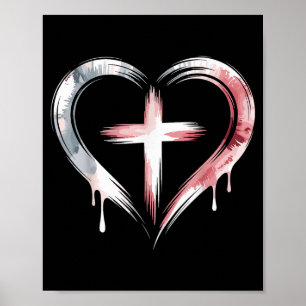 Poster Croix chrétienne de l'amour de la foi du cœur